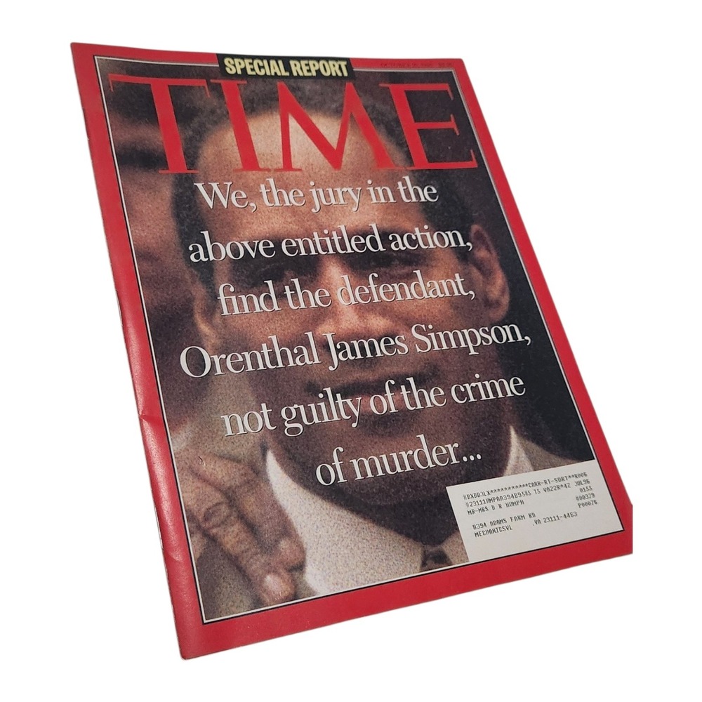 TIME Magazine October 16 1995 OJ Simpson Not Guilty‎ Verdict Special Report News